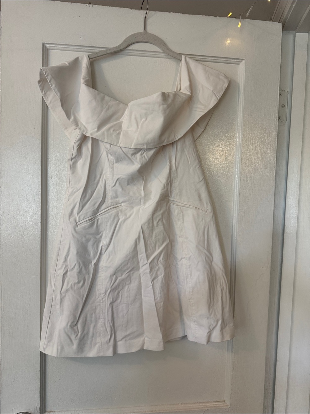 Off-Shoulder White A-Line Dress